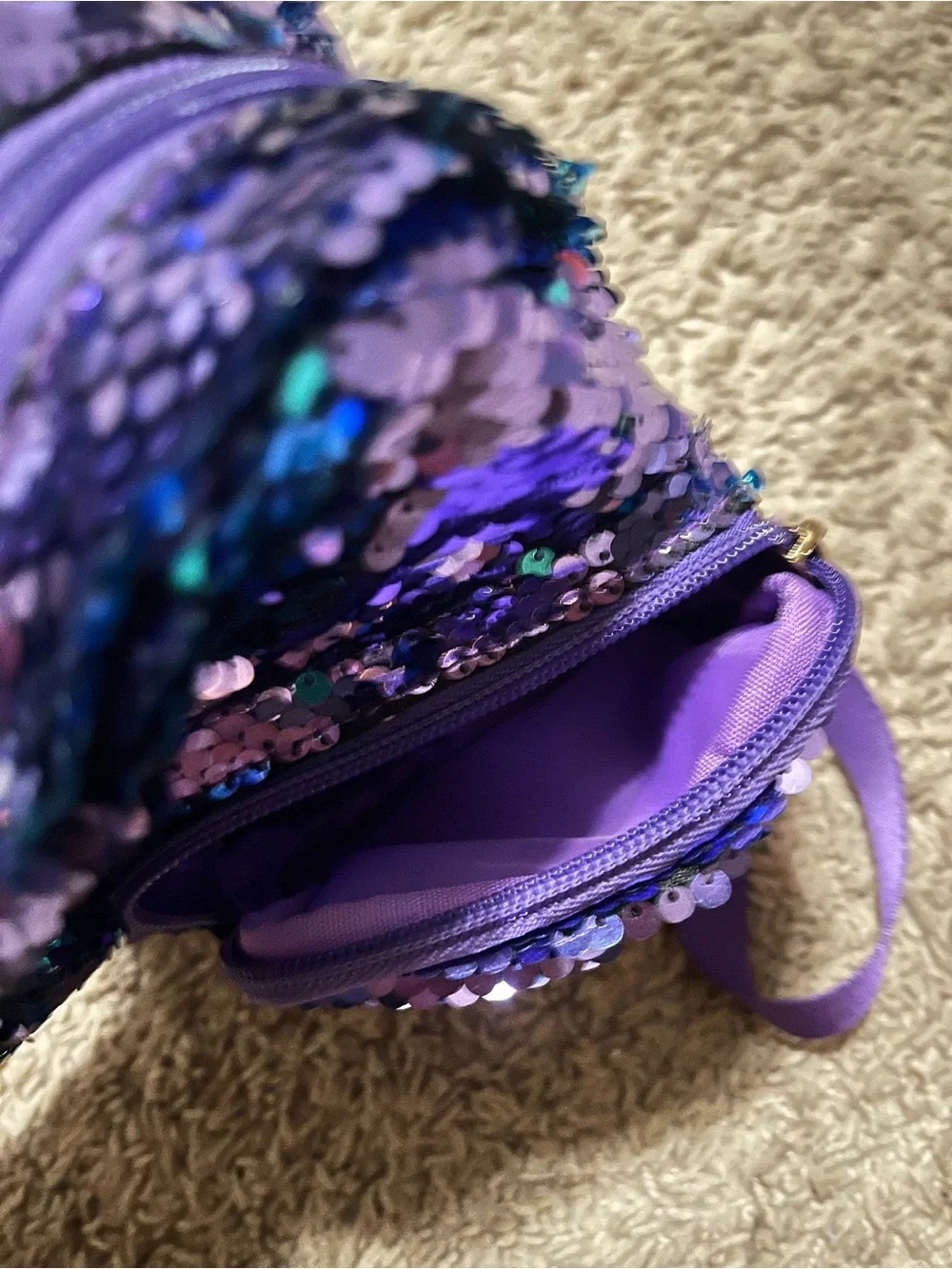 Mini Purple and Blue Sequin Backpack NEW